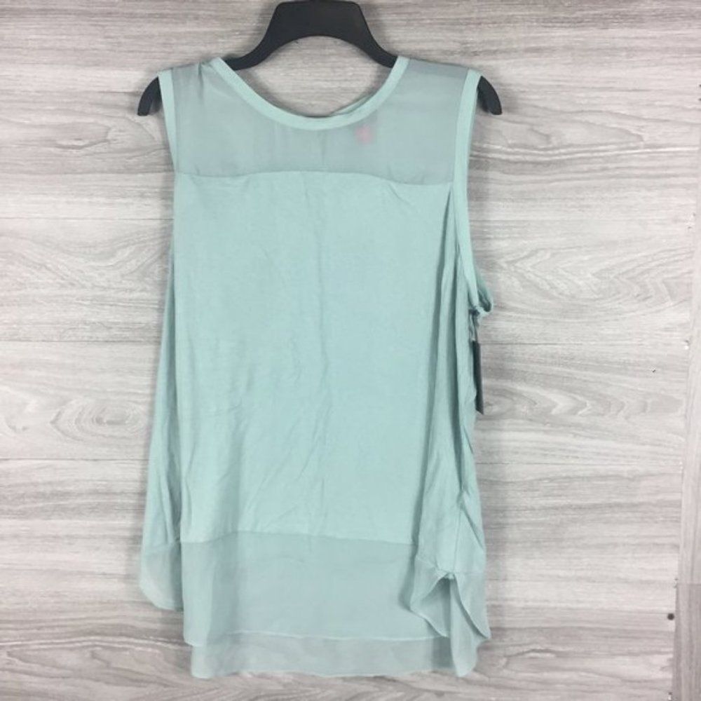 Vince Camuto Sheer Yoke Keyhole Tank Top